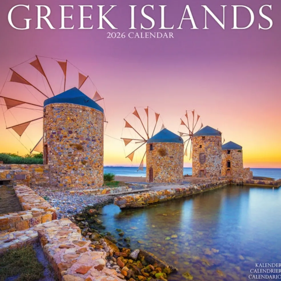 Greek Islands Calendar 2026 Square Travel Wall Calendar - 16 Month