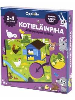 Kotieläinpiha-jättipalapeli ja kirja 2-4 v.