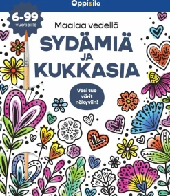Maalaa vedellä SYDÄMIÄ JA KUKKASIA -puuhakirja 6-99 v
