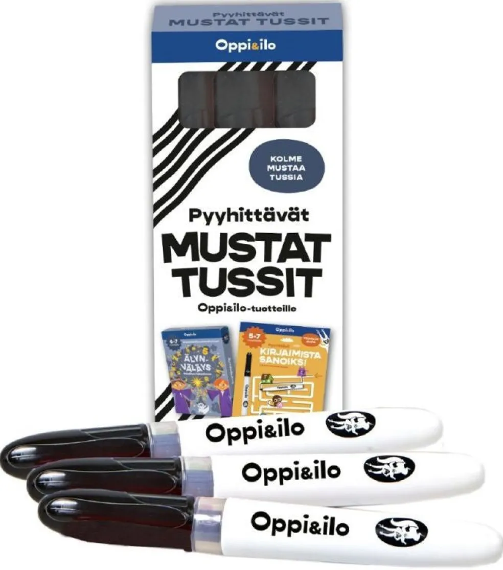 Pyyhittävät mustat tussit 3 kpl